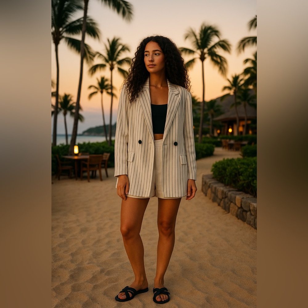 🌴ZARA Oversized Striped Blazer - Size XS - Picture 2 of 5